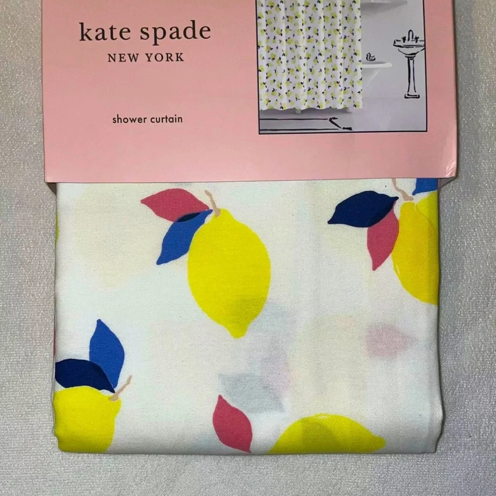 New Kate Spade Lemon Zest Shower Curtain 72”x72” Cotton/Poly- Machine Wash🍋💙💕